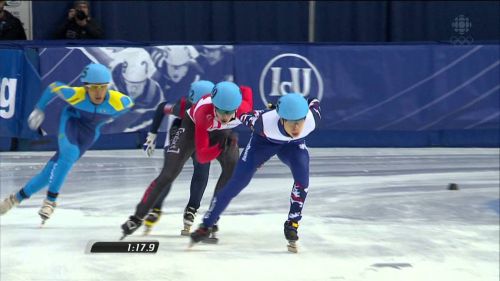 Samuel girard/ men`s 1000m (2) - isu world cup short track speed skating montreal