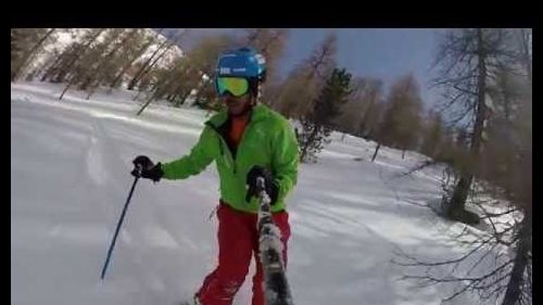Mikaela's triple jump on her snowboard