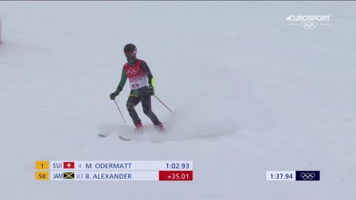 Il giamaicano alexander dj e sciatore a tempo perso chiude la prima manche a 35 secondi dal leader - sogni olimpici