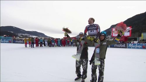 L'ultima in carriera di kjetil jansrud: festa al traguardo e tributo dei compagni