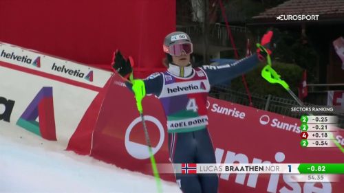 Slalom adelboden: braathen è scatenato, vola nella prima manche, rivivila