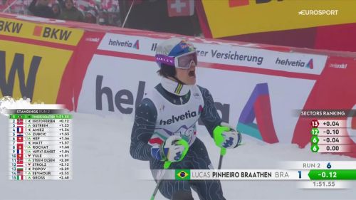 Brasile sul podio nello sci anche in slalom, il video del secondo posto di pinheiro ad adelboden