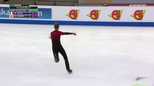 Matteo Rizzo vicino al podio dopo il programma corto, è quarto, il video