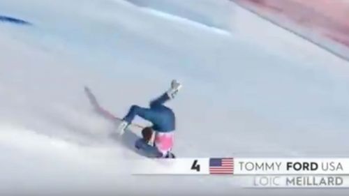 La caduta di tommy ford durante il secondo gigante di adelboden