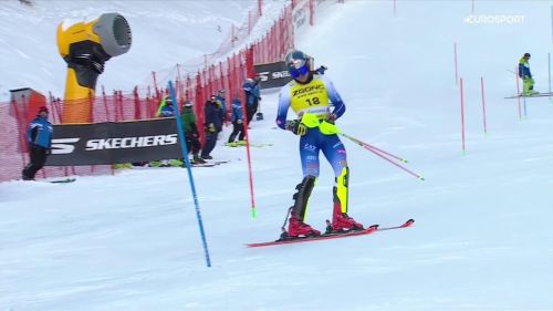 Alex vinatzer è fuori nella prima manche: inforcata dopo pochi pali in slalom, la delusione dell'azzurro