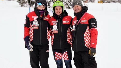 I fratelli Kostelic (Janica e Ivica) con la nuova giovane promessa Ljutic