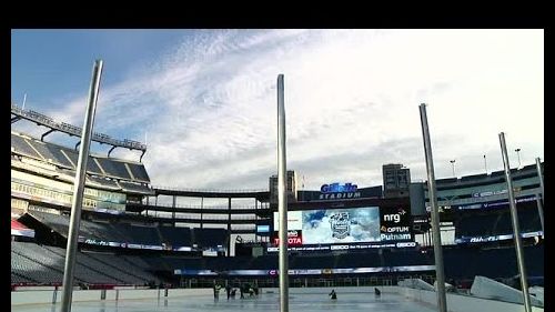 Lines and logos installed on winter classic rink